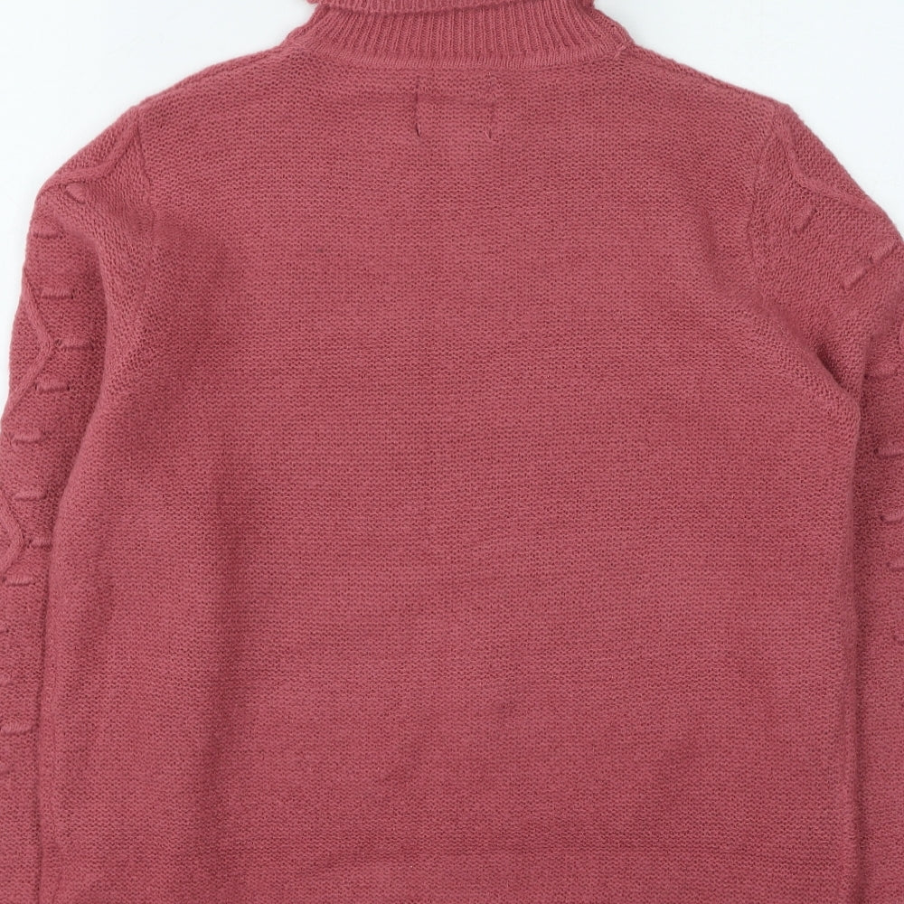 ridge & co Womens Pink Roll Neck Acrylic Pullover Jumper Size 12