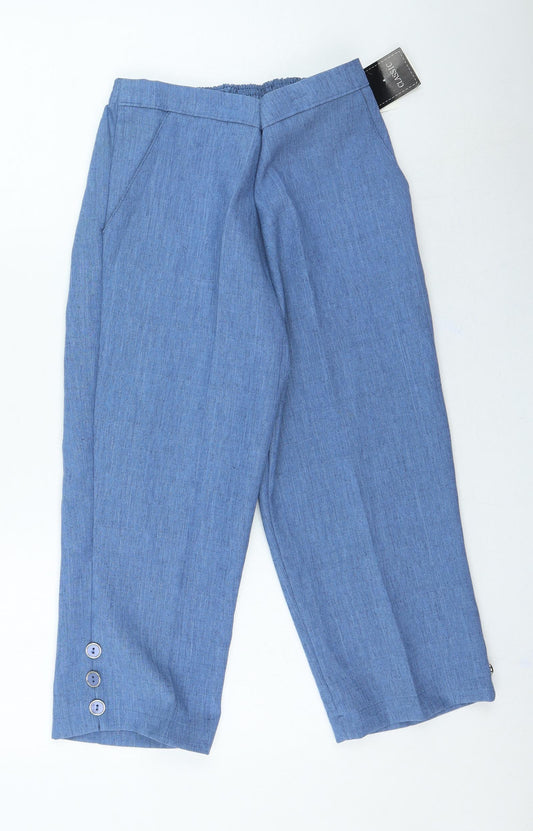 Classic Womens Blue Polyester Trousers Size 12 L20 in Regular
