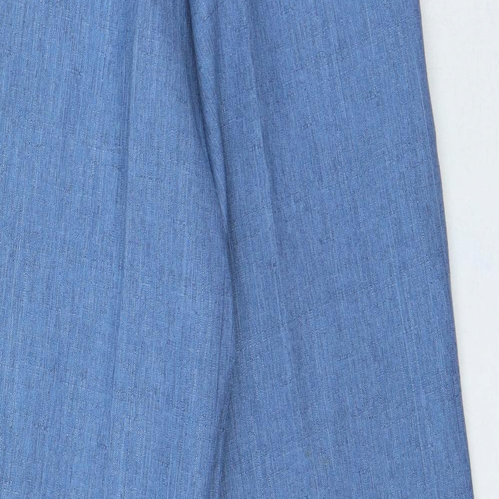 Classic Womens Blue Polyester Trousers Size 12 L20 in Regular