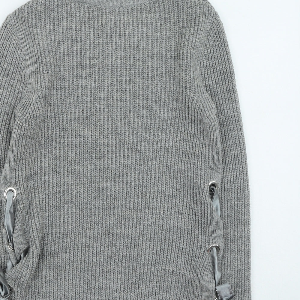 Primark Womens Grey Round Neck Acrylic Pullover Jumper Size XS