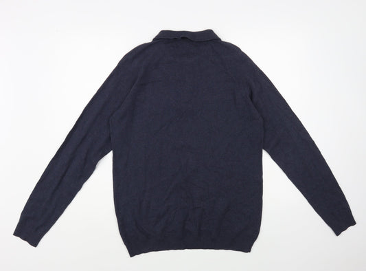 Matalan Mens Blue Collared Cotton Pullover Jumper Size M