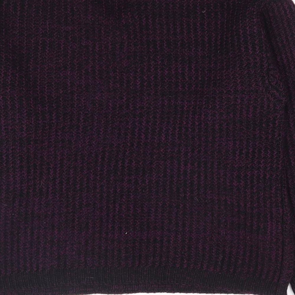 Worth Handframed Knitwear Mens Purple V-Neck Acrylic Pullover Jumper Size L