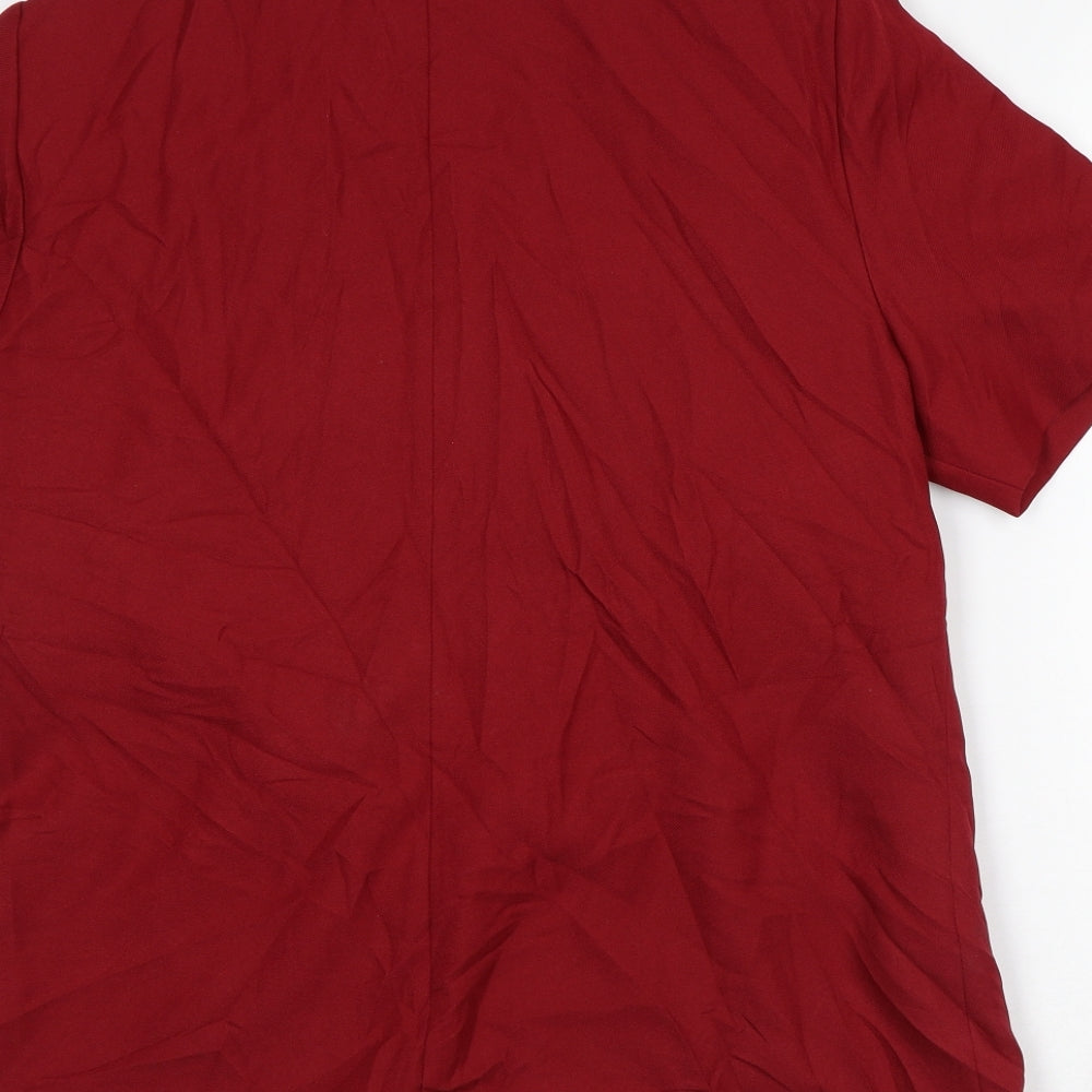 Womens UK Size 18 Daxon Red Basic Button-Up