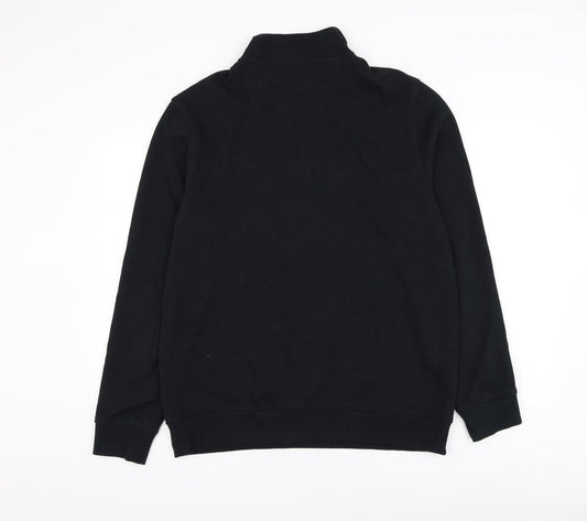 Morley Mens Black Mock Neck Cotton Henley Jumper Size L