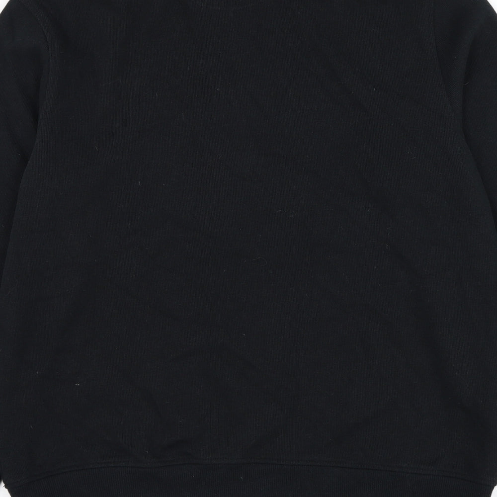 Morley Mens Black Mock Neck Cotton Henley Jumper Size L