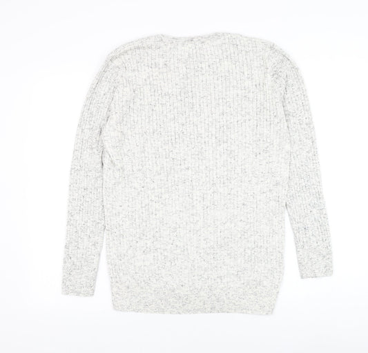 Preworn Mens White Round Neck Polyester Jumper Size M