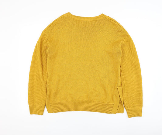 George Womens Yellow Round Neck Polyester Pullover Jumper Size M