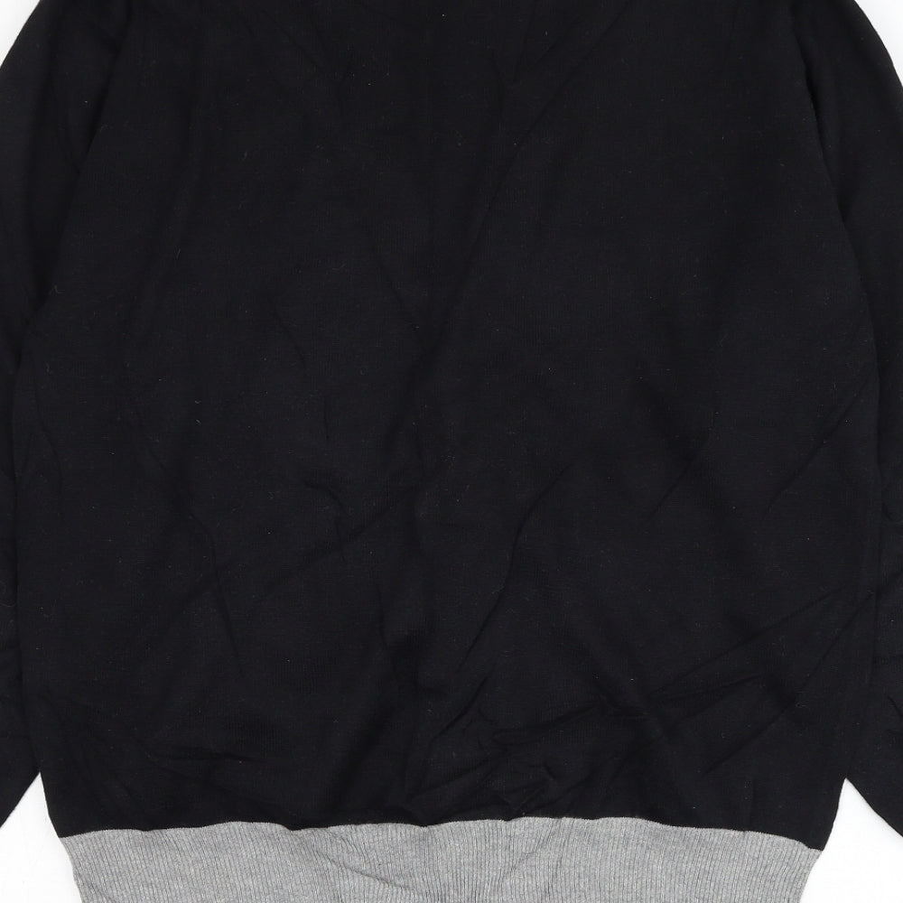 Cedar Wood State Mens Black V-Neck Cotton Jumper Size M