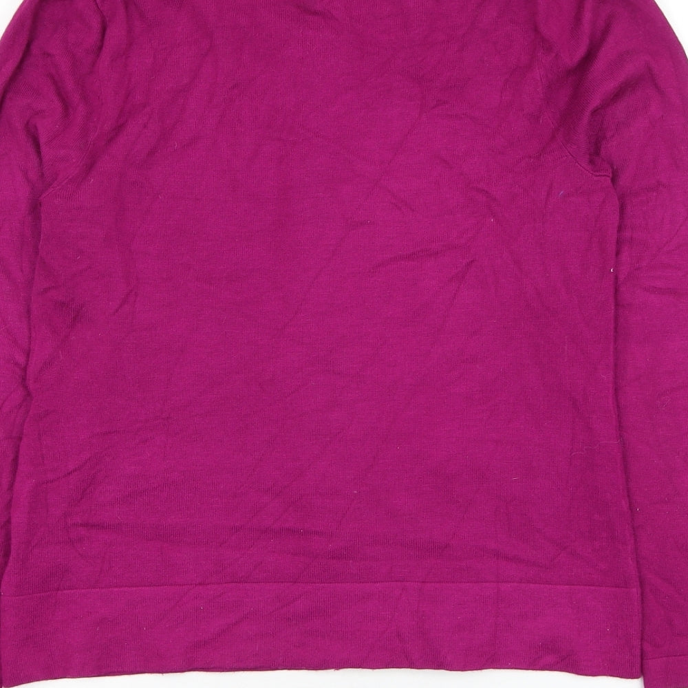 John Lewis Womens Purple Round Neck Viscose Cardigan Jumper Size 10