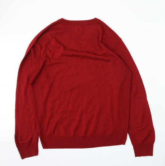 Sand Stone Mens Red V-Neck Acrylic Pullover Jumper Size M