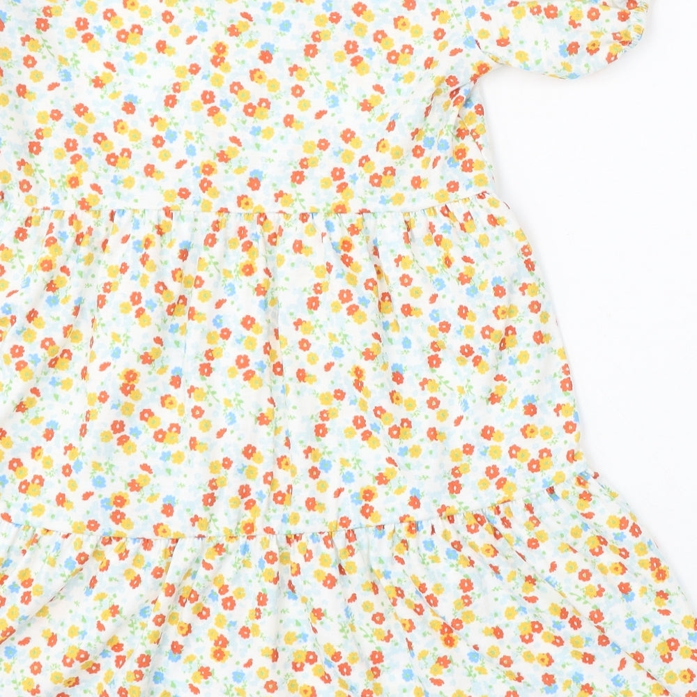 Boohoo Womens Multicoloured Floral Polyester Basic Blouse Size 10 Round Neck