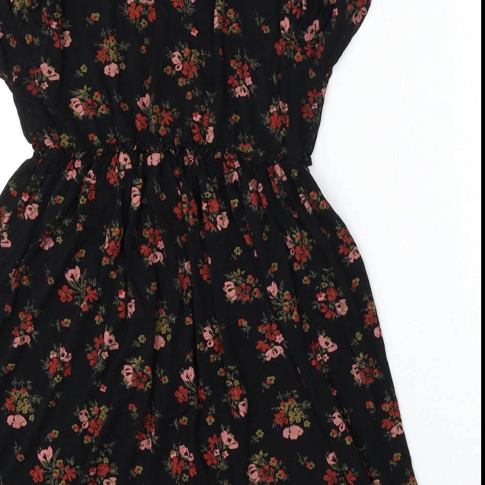 Boohoo Womens Multicoloured Floral Viscose Basic Blouse Size 10 Round Neck