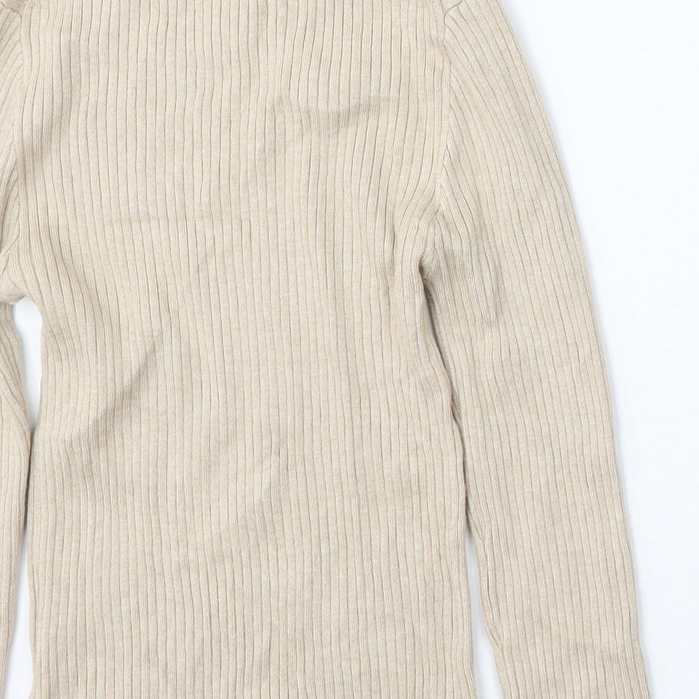 Primark Womens Beige Mock Neck Viscose Pullover Jumper Size S