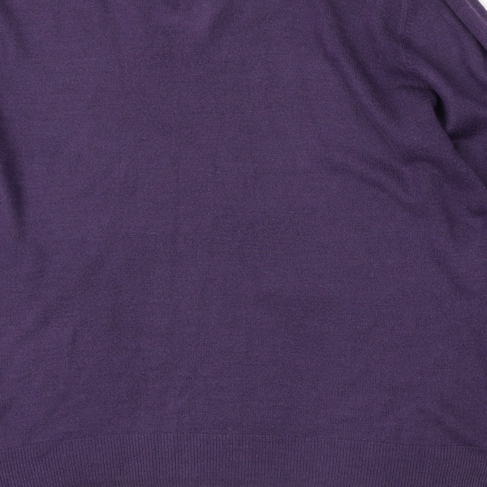 Marks and Spencer Mens Purple V-Neck Acrylic Pullover Jumper Size M