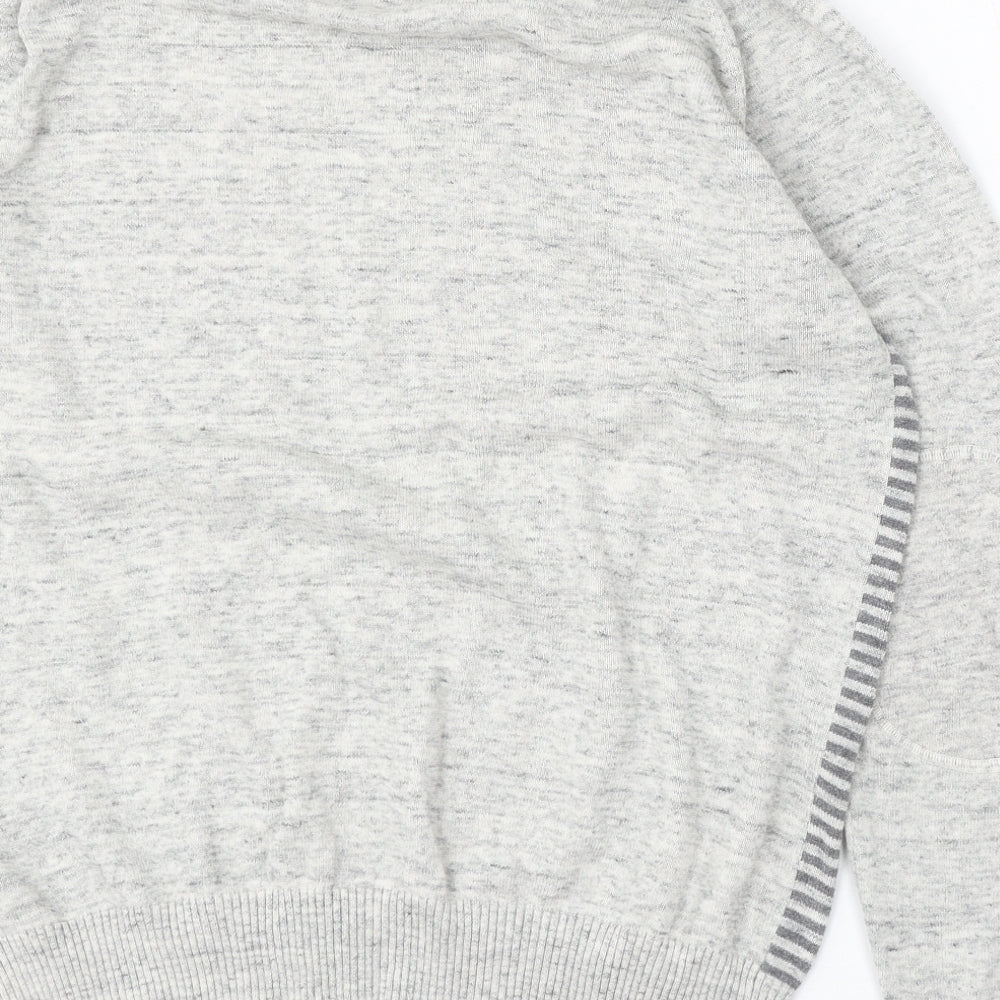 Cedar Wood State Mens Grey Round Neck Striped Cotton Pullover Jumper Size M