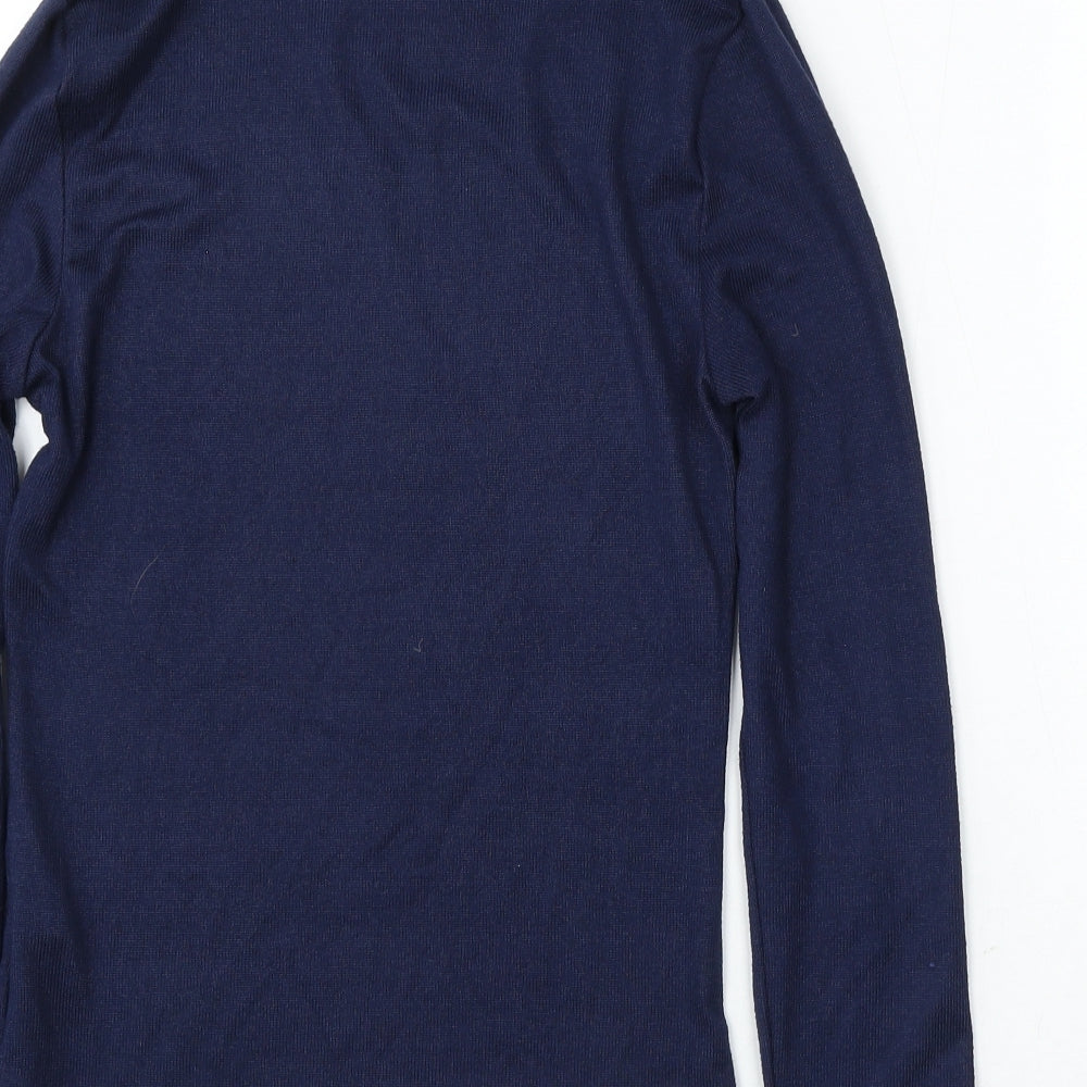 Primark Womens Blue Mock Neck Polyester Pullover Jumper Size 4