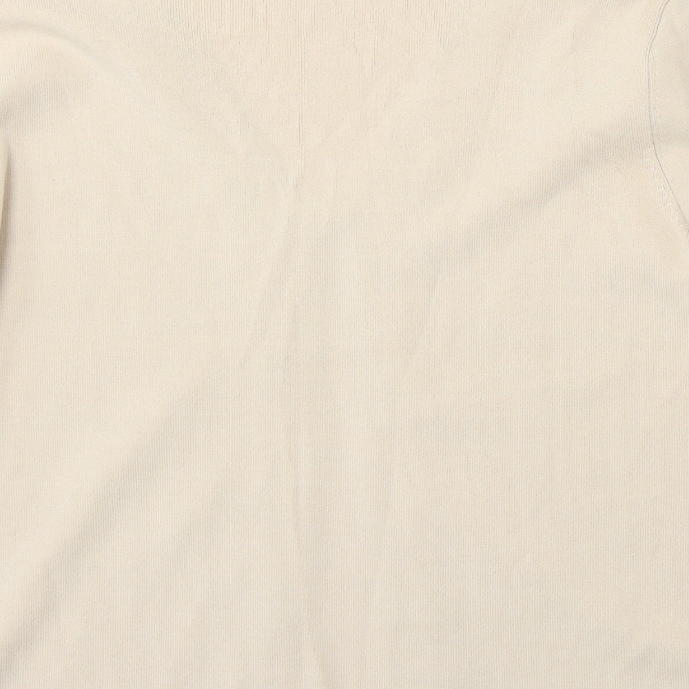 Avant Garde Womens Beige V-Neck Viscose Cardigan Jumper Size M