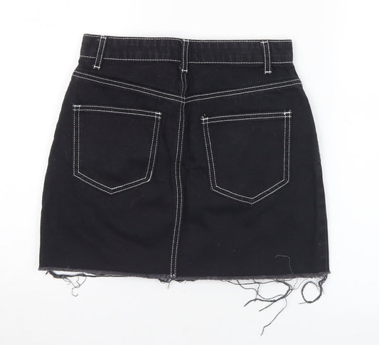 FOREVER 21 Womens Black Cotton A-Line Skirt Size S