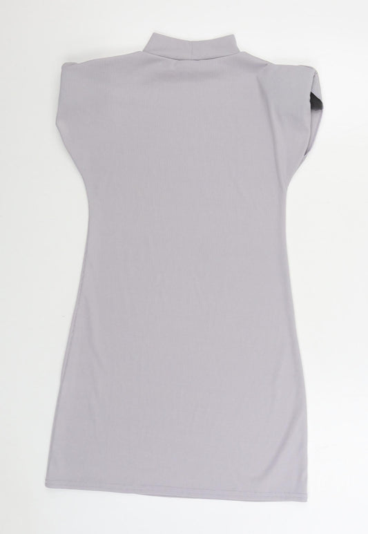 I SAW IT FIRST Womens Grey Polyester Bodycon Size 10 High Neck Pullover