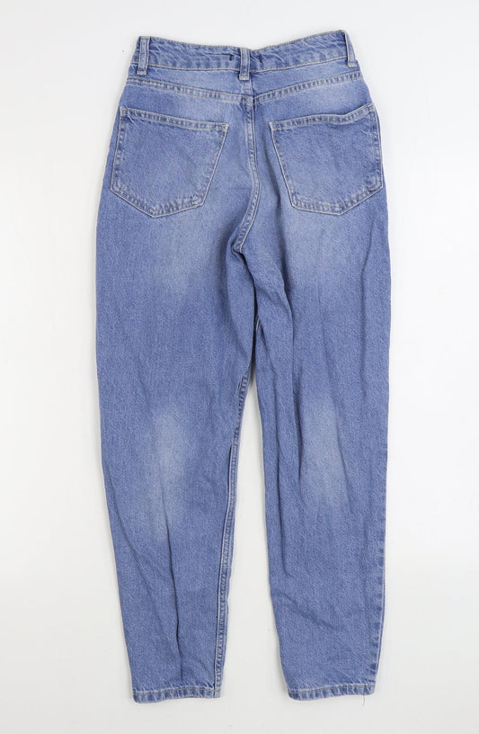 Boohoo Womens Blue Cotton Straight Jeans Size 6 L24 in Regular Zip