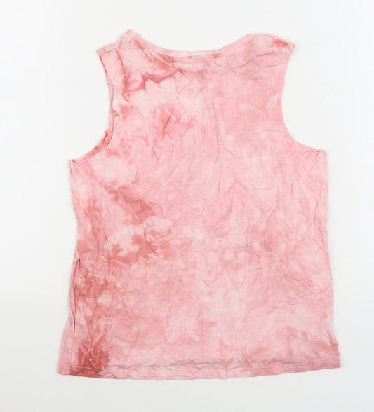 Atmosphere Womens Pink Cotton Basic Tank Size 4 Boat Neck - Tie Dye