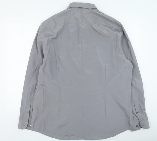 Mens UK Size 2XL Burton Grey Button-Up Long Sleeve Casual Shirt