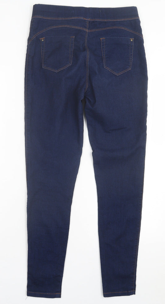 Denim & Co. Womens Blue Cotton Jegging Trousers Size 10 L30 in Regular