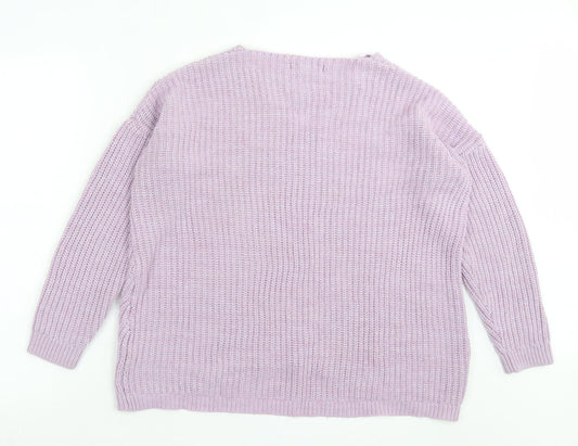 Primark Womens Purple V-Neck Acrylic Pullover Jumper Size XS