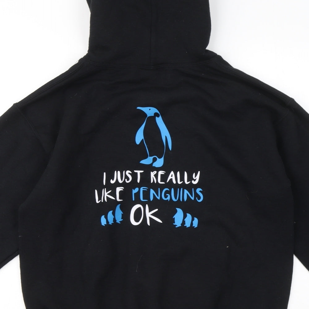 Mens UK Size S Gildan Black Pullover Hoodie