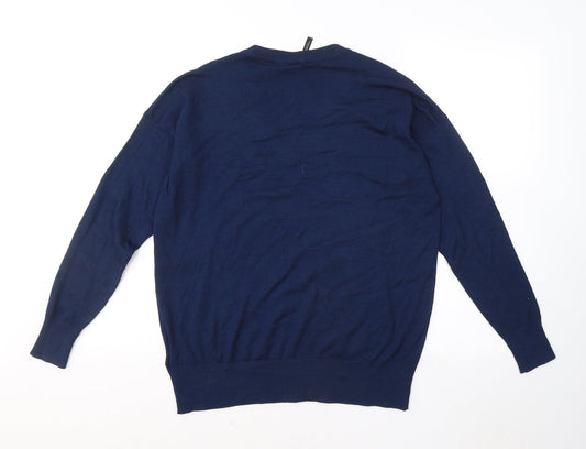 Capsule Womens Blue V-Neck Acrylic Pullover Jumper Size 12