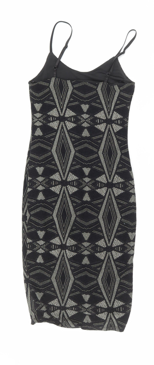 New Look Womens Black Nylon Bodycon Size 6 Scoop Neck