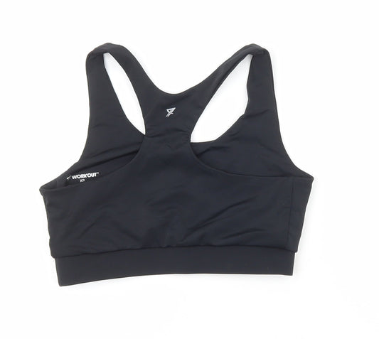 Workout Womens Black Polyamide Cropped T-Shirt Size XS Scoop Neck - Train to gain