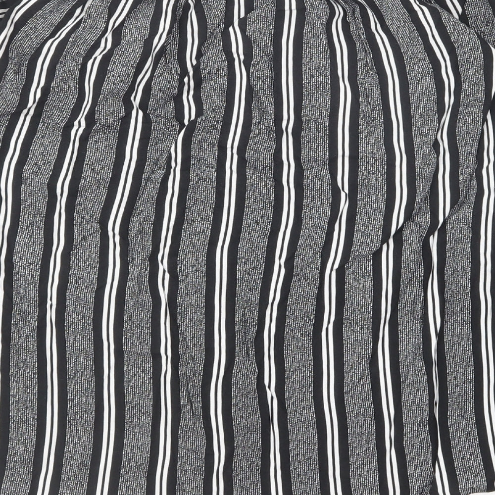 F&F Womens Black Striped Viscose Basic Blouse Size 14 Off the Shoulder