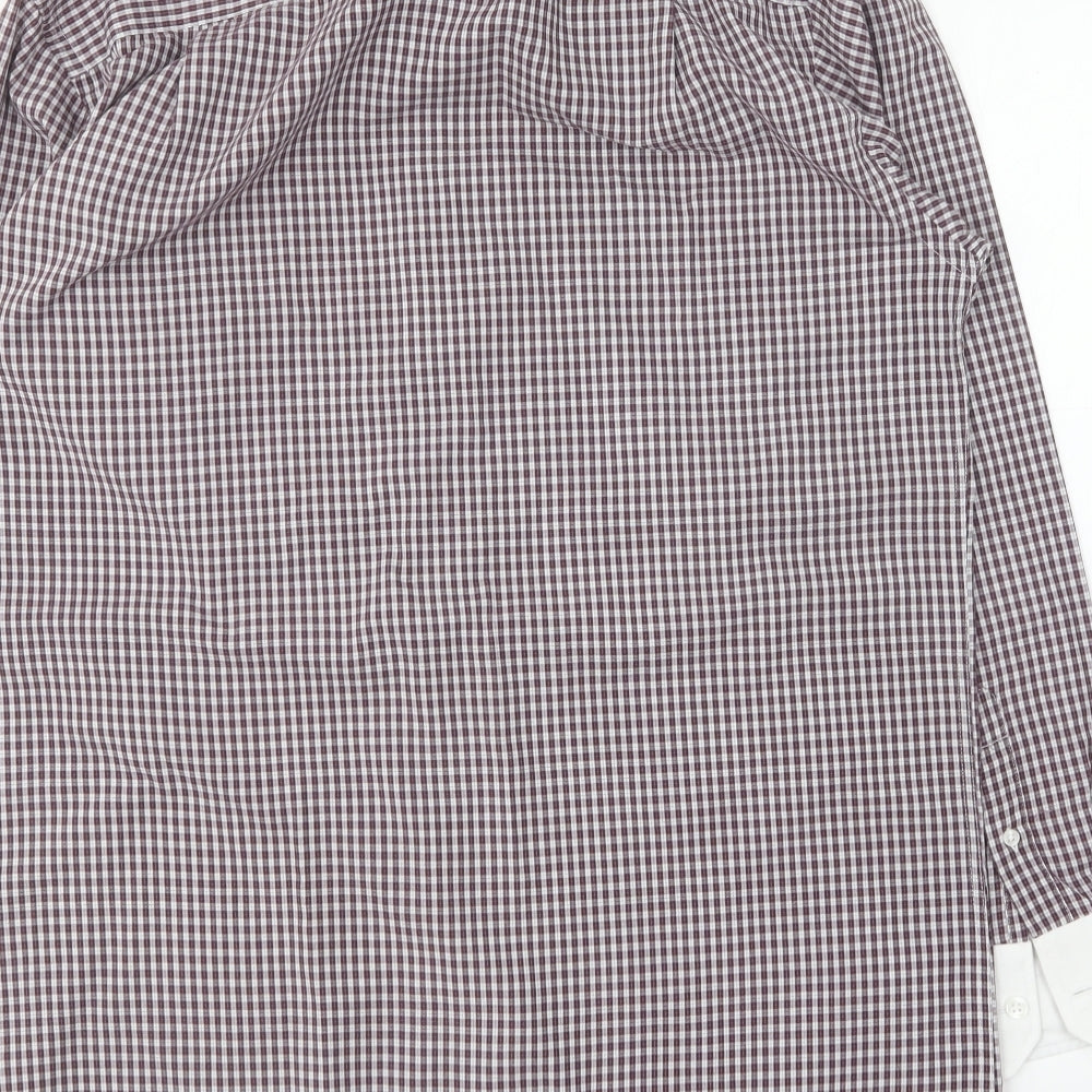 B&W Mens Purple Check Cotton Button-Up Size 15.5 Collared