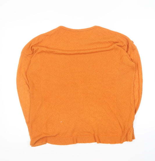 Pep&Co Womens Orange Round Neck Acrylic Pullover Jumper Size L