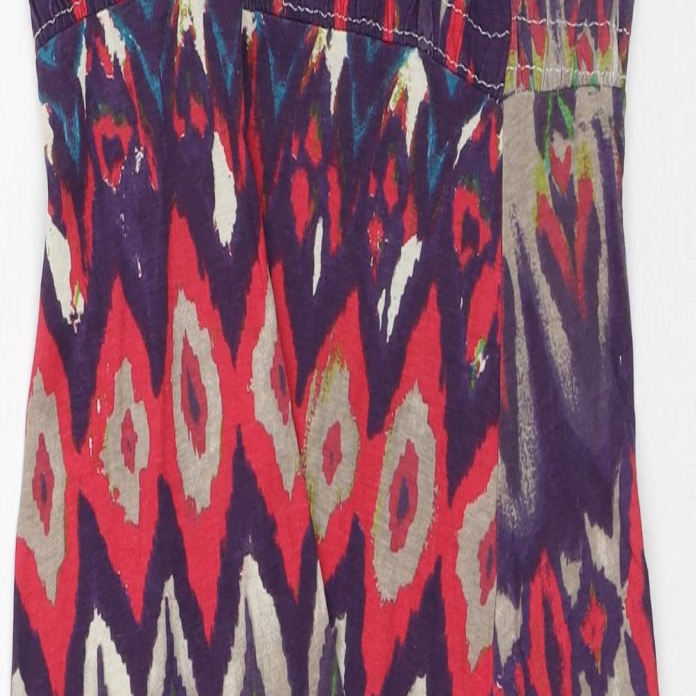 La Redoute Womens Multicoloured Geometric Cotton A-Line Size 6 Square Neck - Tie-dye