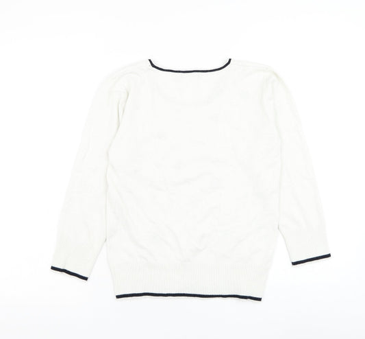 Roman Womens White Roll Neck Viscose Pullover Jumper Size 10