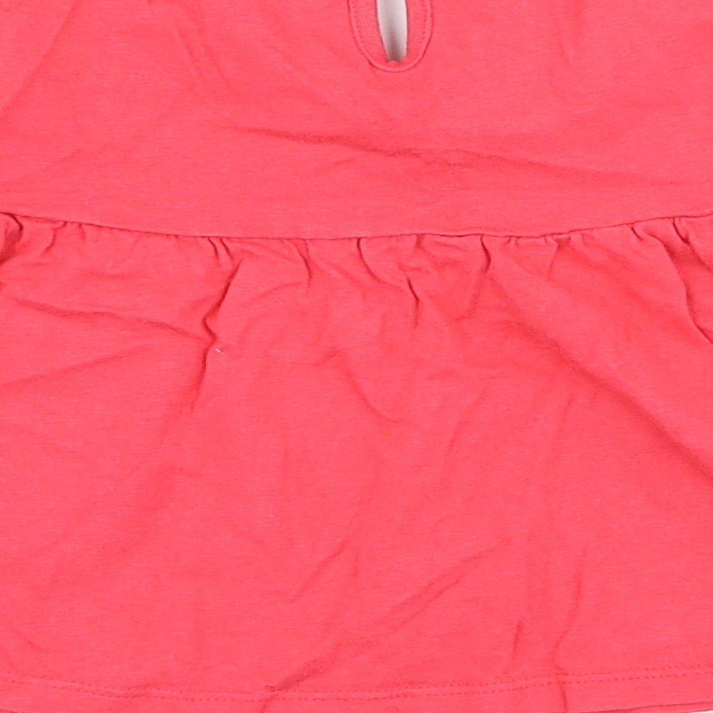 George Girls Pink 100% Cotton Skater Dress Size 6-9 Months High Neck - Minnie Mouse