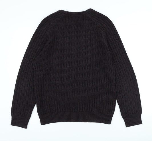 Cedar Wood State Mens Red High Neck Acrylic Pullover Jumper Size L