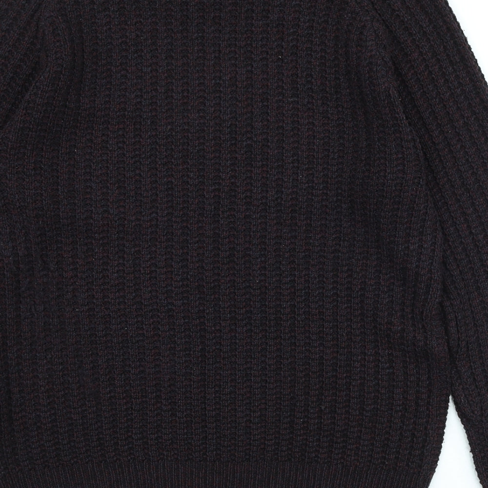 Cedar Wood State Mens Red High Neck Acrylic Pullover Jumper Size L