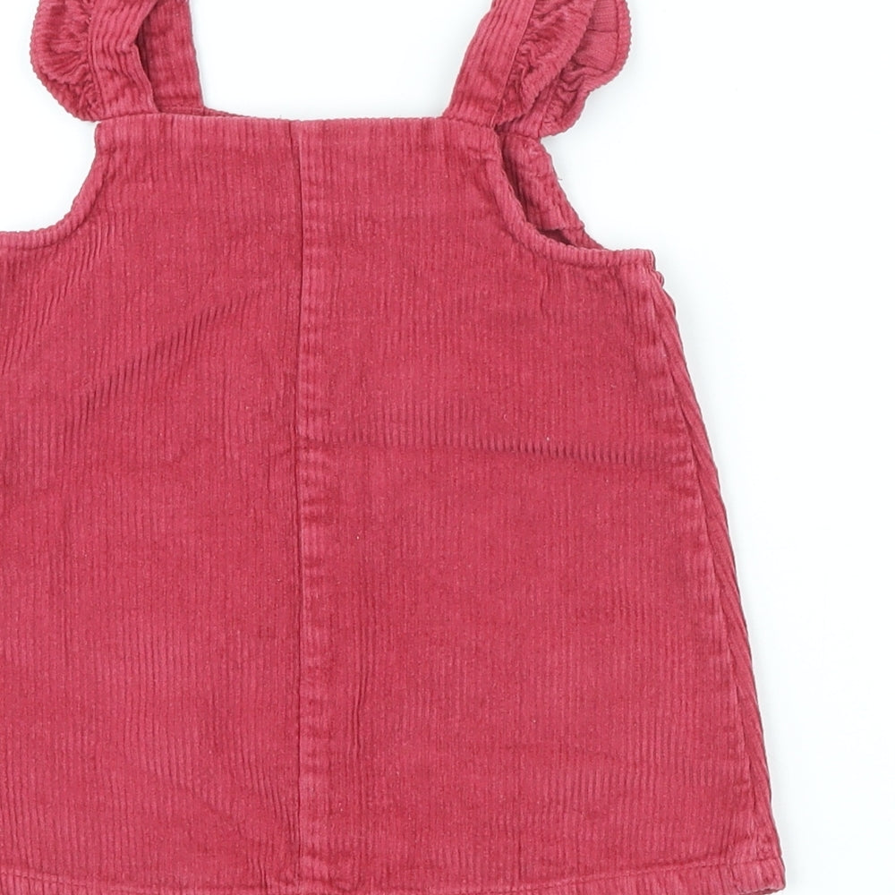 George Girls Pink Cotton A-Line Size 3-6 Months Square Neck