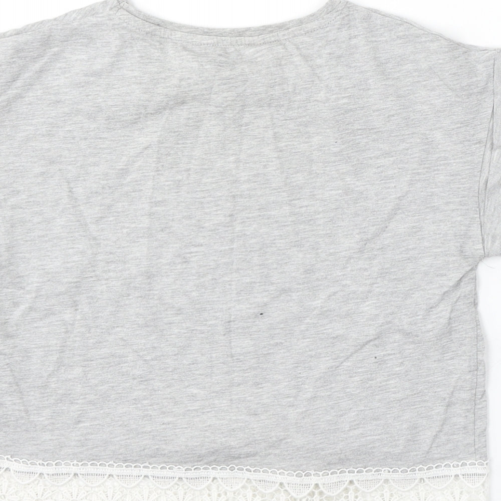 Young Dimension Girls Grey Cotton Basic T-Shirt Size 12 Years Round Neck - it girl