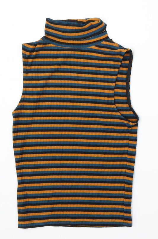 Primark Womens Multicoloured Round Neck Striped Polyester Vest Jumper Size XS