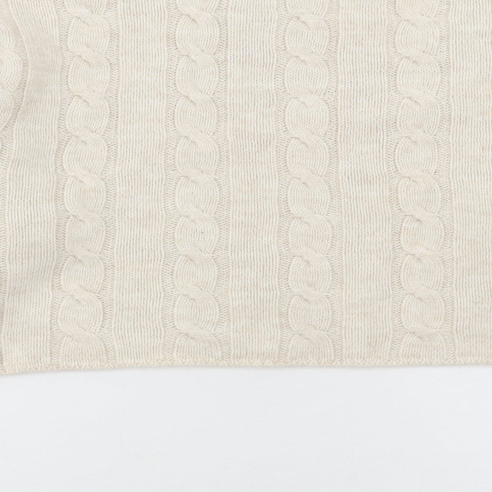 Primark Womens Beige V-Neck Acrylic Pullover Jumper Size M