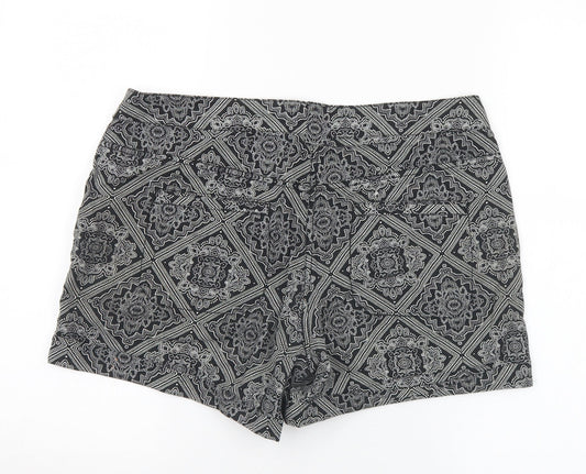 Dorothy Perkins Womens Black Geometric Polyester Hot Pants Shorts Size 10 L3 in Regular