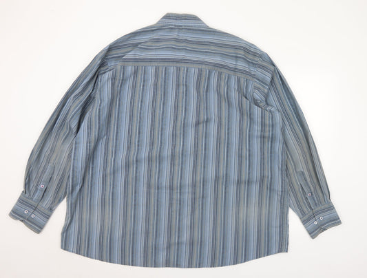 Mens UK Size 2XL Duke Blue Button-Up Long Sleeve Casual Shirt
