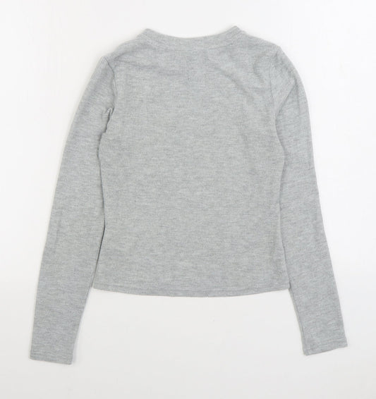 H&M Womens Grey Polyester Pullover Sweatshirt Size XS Pullover