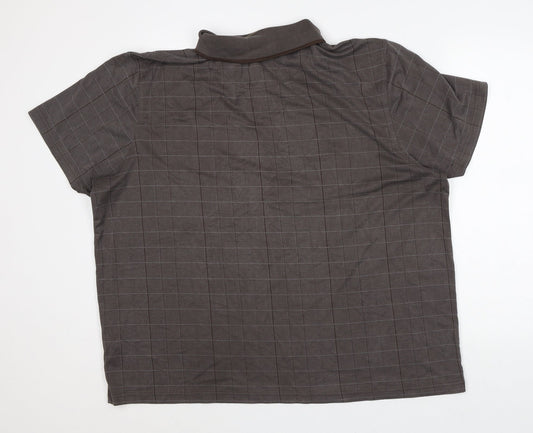 Luxury Mens Brown Check Modal Polo Size 2XL Collared