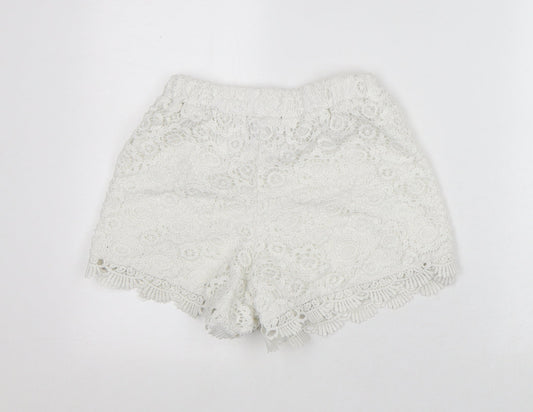 Atmosphere Womens White Geometric Polyester Culotte Shorts Size 6 L4 in Regular