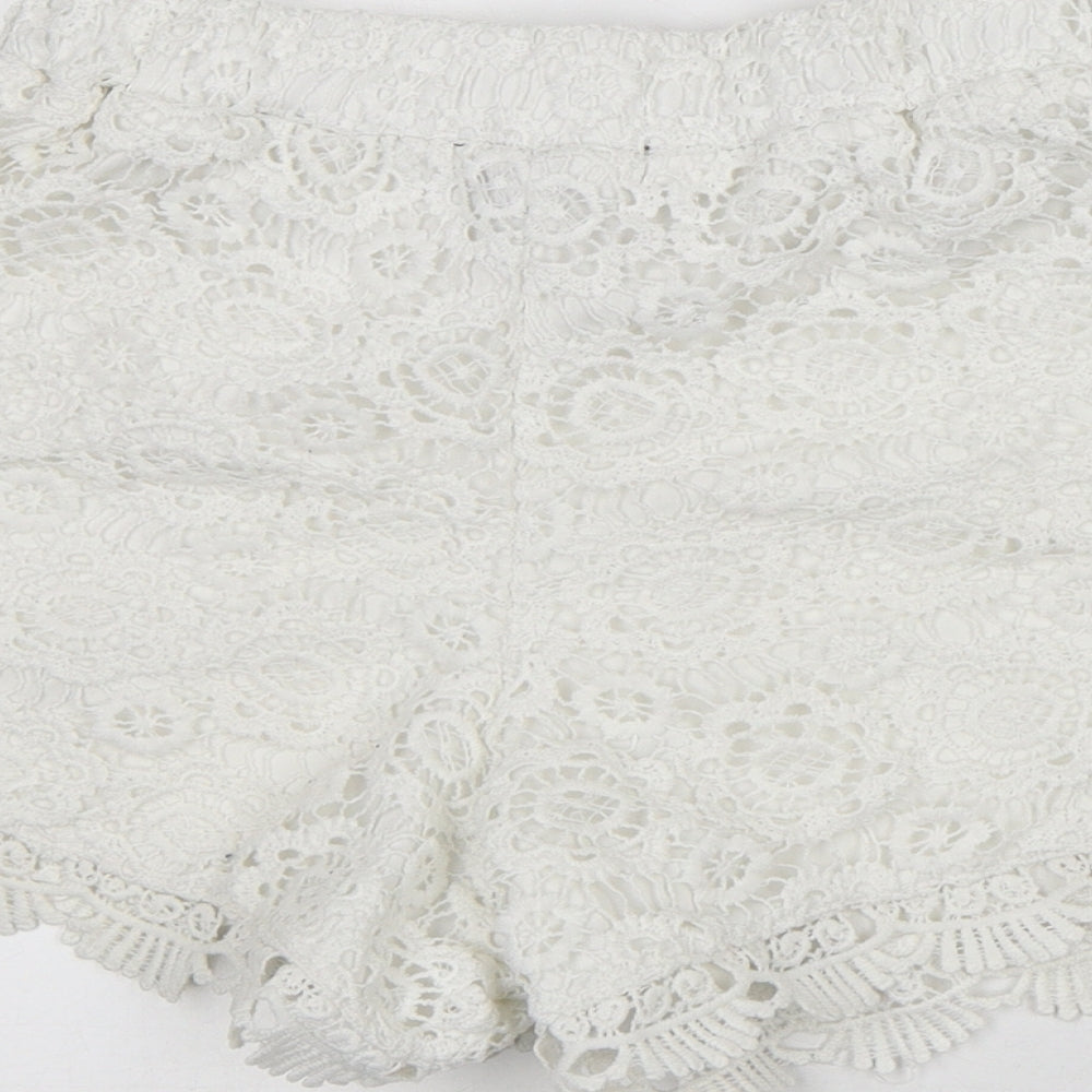 Atmosphere Womens White Geometric Polyester Culotte Shorts Size 6 L4 in Regular